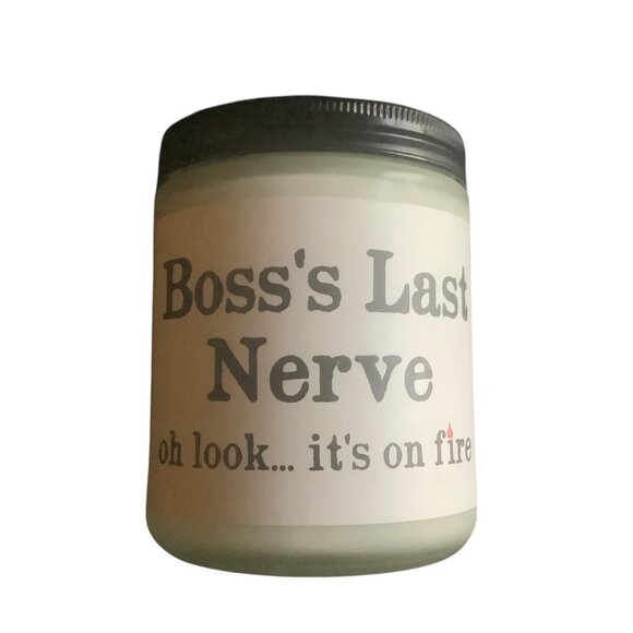 Boss’s Last Nerve oh look…it’s on fire Soy Candle Lavender & Eucalyptus Gift NEW - Picture 1 of 4